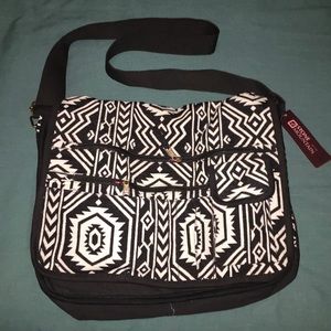 Stone Mountain black/white tribal messenger bag